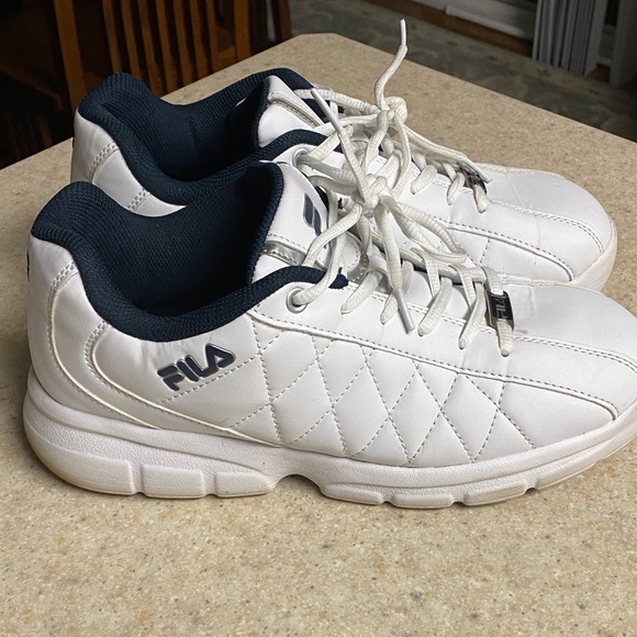 Fila Men's White and Navy Athletic Shoes - Picture 1 of 5